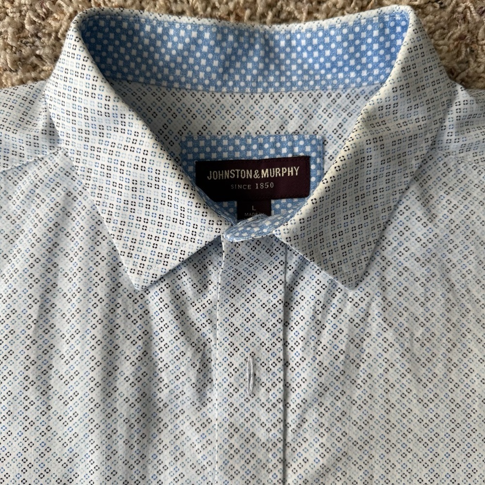 Johnston & Murphy Blue and White Dress Shirt